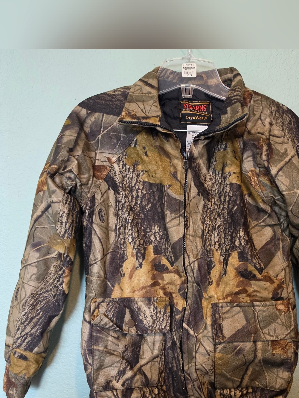 Boys Kids Stearns Dry Wear Camouflage Jacket Hunting Sz Large Realtree Hardwoods